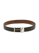 Load image into Gallery viewer, Men Black Textured Genuine Leather Reversible Belt