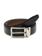 Load image into Gallery viewer, Men Black Textured Genuine Leather Reversible Belt
