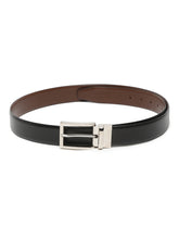 Load image into Gallery viewer, Men Black Textured Genuine Leather Reversible Belt