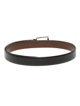 Load image into Gallery viewer, Men Black Textured Genuine Leather Reversible Belt