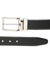 Load image into Gallery viewer, Men Black Textured Genuine Leather Reversible Belt