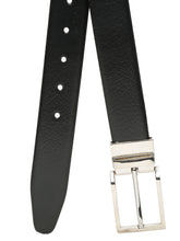 Load image into Gallery viewer, Men Black Textured Genuine Leather Reversible Belt