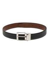 Load image into Gallery viewer, Men Black Textured Genuine Leather Reversible Belt