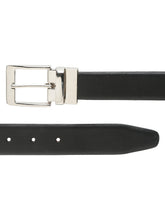 Load image into Gallery viewer, Men Black Textured Genuine Leather Reversible Belt