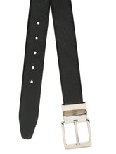 Load image into Gallery viewer, Men Black Textured Genuine Leather Reversible Belt