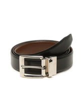 Load image into Gallery viewer, Men Black Textured Genuine Leather Reversible Belt