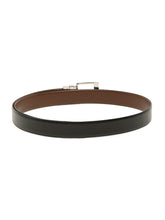 Load image into Gallery viewer, Men Black Textured Genuine Leather Reversible Belt