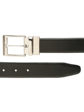 Load image into Gallery viewer, Men Black Textured Genuine Leather Reversible Belt