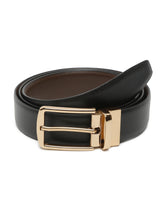 Load image into Gallery viewer, Men Black Textured Genuine Leather Reversible Belt