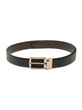 Load image into Gallery viewer, Men Black Textured Genuine Leather Reversible Belt