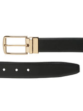Load image into Gallery viewer, Men Black Textured Genuine Leather Reversible Belt