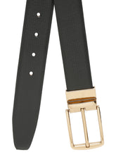 Load image into Gallery viewer, Men Black Textured Genuine Leather Reversible Belt