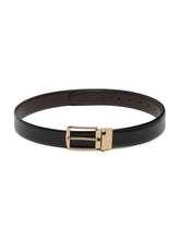Load image into Gallery viewer, Men Black Textured Genuine Leather Reversible Belt