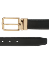 Load image into Gallery viewer, Men Black Textured Genuine Leather Reversible Belt