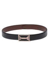 Load image into Gallery viewer, Men Black Textured Genuine Leather Reversible Belt
