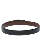 Load image into Gallery viewer, Men Black Textured Genuine Leather Reversible Belt