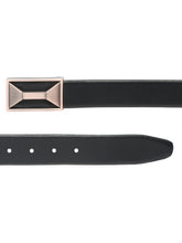 Load image into Gallery viewer, Men Black Textured Genuine Leather Reversible Belt