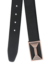 Load image into Gallery viewer, Men Black Textured Genuine Leather Reversible Belt