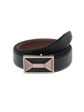 Load image into Gallery viewer, Men Black Textured Genuine Leather Reversible Belt