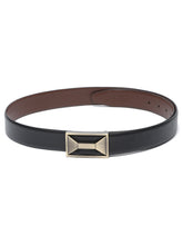 Load image into Gallery viewer, Men Black Textured Genuine Leather Reversible Belt