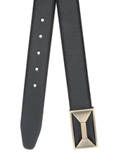 Load image into Gallery viewer, Men Black Textured Genuine Leather Reversible Belt