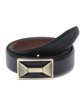 Load image into Gallery viewer, Men Black Textured Genuine Leather Reversible Belt