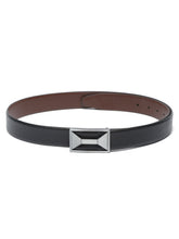 Load image into Gallery viewer, Men Black Textured Genuine Leather Reversible Belt