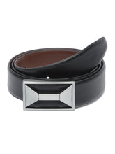 Load image into Gallery viewer, Men Black Textured Genuine Leather Reversible Belt