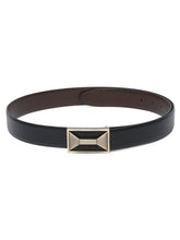 Load image into Gallery viewer, Men Black Textured Genuine Leather Reversible Belt