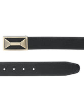 Load image into Gallery viewer, Men Black Textured Genuine Leather Reversible Belt