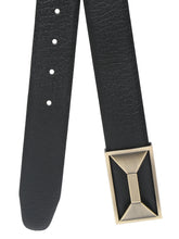 Load image into Gallery viewer, Men Black Textured Genuine Leather Reversible Belt