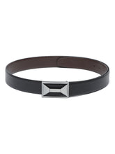 Load image into Gallery viewer, Men Black Textured Genuine Leather Reversible Belt
