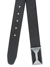 Load image into Gallery viewer, Men Black Textured Genuine Leather Reversible Belt