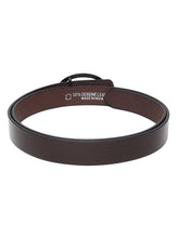 Load image into Gallery viewer, Teakwood Genuine Brown Leather Belt Oval Shape Black Tone Buckle (One Size)
