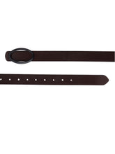 Load image into Gallery viewer, Teakwood Genuine Brown Leather Belt Oval Shape Black Tone Buckle (One Size)