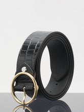 Load image into Gallery viewer, Teakwood Leathers Women Black Croco Texture Leather Belt (One Size)