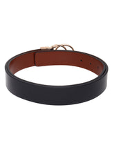 Load image into Gallery viewer, Teakwood Genuine Black Receivable Belt Round Shape Gold Tone Buckle (One Size)
