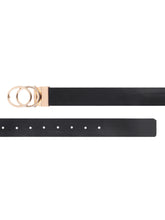 Load image into Gallery viewer, Teakwood Genuine Black Receivable Belt Round Shape Gold Tone Buckle (One Size)