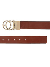 Load image into Gallery viewer, Teakwood Genuine Black Receivable Belt Round Shape Gold Tone Buckle (One Size)