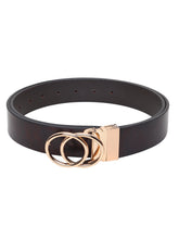 Load image into Gallery viewer, Teakwood Genuine Brown Receivable Belt Round Shape Gold Tone Buckle (One Size)