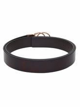 Load image into Gallery viewer, Teakwood Genuine Brown Receivable Belt Round Shape Gold Tone Buckle (One Size)