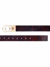 Load image into Gallery viewer, Teakwood Genuine Brown Receivable Belt Round Shape Gold Tone Buckle (One Size)