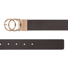 Load image into Gallery viewer, Teakwood Genuine Brown Receivable Belt Round Shape Gold Tone Buckle (One Size)