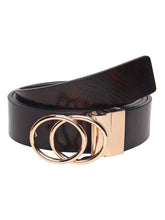 Load image into Gallery viewer, Teakwood Genuine Brown Receivable Belt Round Shape Gold Tone Buckle (One Size)