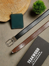 Load image into Gallery viewer, Men Black & Green Genuine Leather Accessory Gift Set