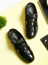 Load image into Gallery viewer, Teakwood Men's Real Leather Black Sandals