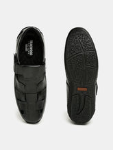 Load image into Gallery viewer, Teakwood Men's Real Leather Black Sandals