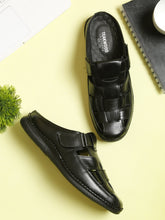 Load image into Gallery viewer, Teakwood Men's Real Leather Black Sandals