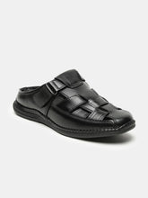 Load image into Gallery viewer, Teakwood Men's Real Leather Black Sandals
