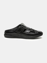 Load image into Gallery viewer, Teakwood Men's Real Leather Black Sandals